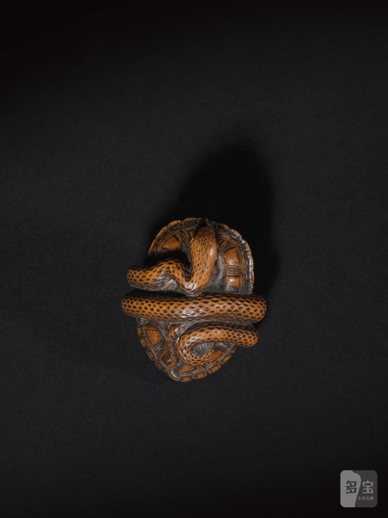 木彫根付 蛇と亀 銘「正一」 19世紀 | NETSUKE EN BOIS REPRÉSENTANT UN SERPENT ET UNE TORTUE - 图7